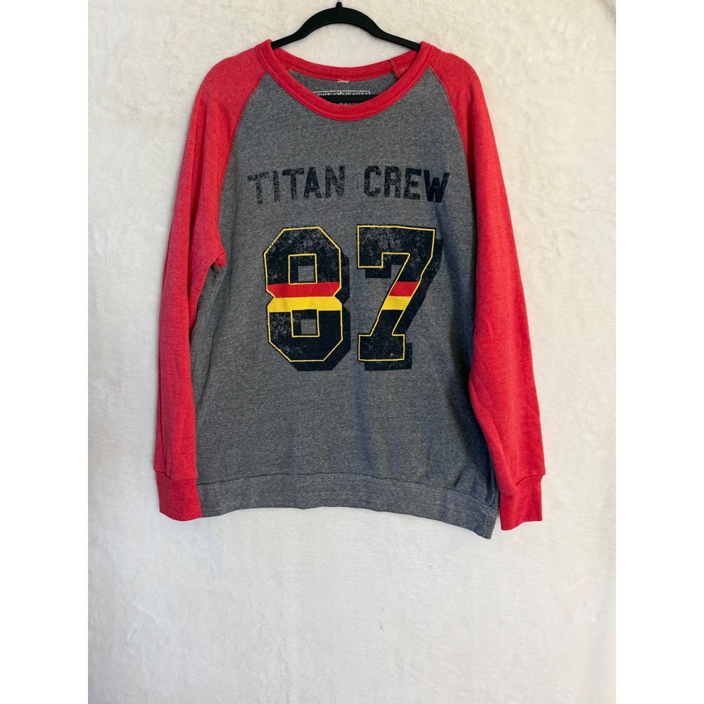 Mike OHearn Athletics Titan Crew 87 Sweatshirt Mens XXL Gray Red Raglan Pullover